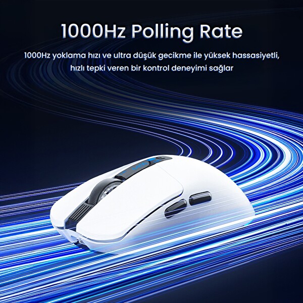 Aula SC590 Pro PAW3311 20000 DPI 1000Hz Tri-Mode Bluetooth 2.4GHz Kablosuz Dijital Ekranlı Hafif Oyuncu Mouse Siyah