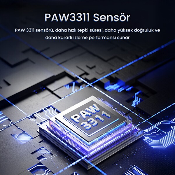Aula SC590 Pro PAW3311 20000 DPI 1000Hz Tri-Mode Bluetooth 2.4GHz Kablosuz Dijital Ekranlı Hafif Oyuncu Mouse Siyah