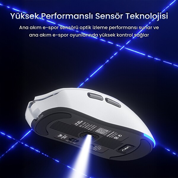 Aula SC590 Pro PAW3311 20000 DPI 1000Hz Tri-Mode Bluetooth 2.4GHz Kablosuz Dijital Ekranlı Hafif Oyuncu Mouse Siyah