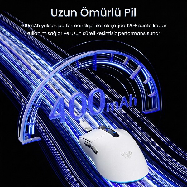 Aula SC590 Pro PAW3311 20000 DPI 1000Hz Tri-Mode Bluetooth 2.4GHz Kablosuz Dijital Ekranlı Hafif Oyuncu Mouse Siyah