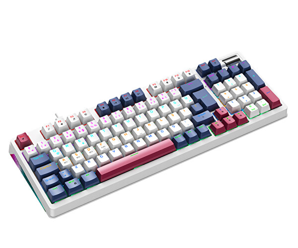 Bronzturq MK1116 Kırmızı RGB ABS Red Switch 3'ü 1 Arada USB - 2.4G - Bluetooth Oyuncu Klavyesi