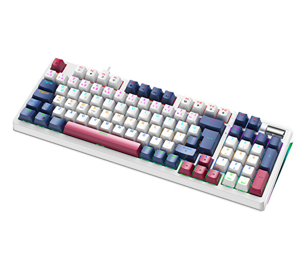 Bronzturq MK1116 Kırmızı RGB ABS Red Switch 3'ü 1 Arada USB - 2.4G - Bluetooth Oyuncu Klavyesi