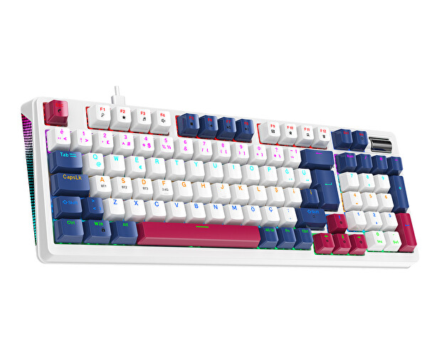 Bronzturq MK1116 Kırmızı RGB ABS Red Switch 3'ü 1 Arada USB - 2.4G - Bluetooth Oyuncu Klavyesi