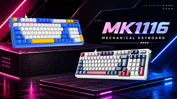 Bronzturq MK1116 Kırmızı RGB ABS Red Switch 3'ü 1 Arada USB - 2.4G - Bluetooth Oyuncu Klavyesi