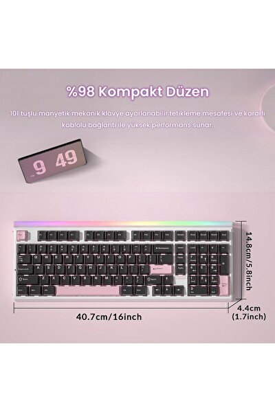 Aula Hero 99 Hall Effect Manyetik Klavye Rapid Trigger Wing Chun Switch 8000Hz RGB Hot Swap Oyuncu Klavyesi