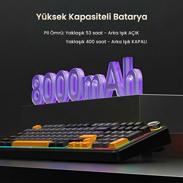 Aula F99 Pro 3 Modlu RGB Hot Swap Mekanik Star Vector Switch Siyah Kablosuz Oyuncu Klavyesi