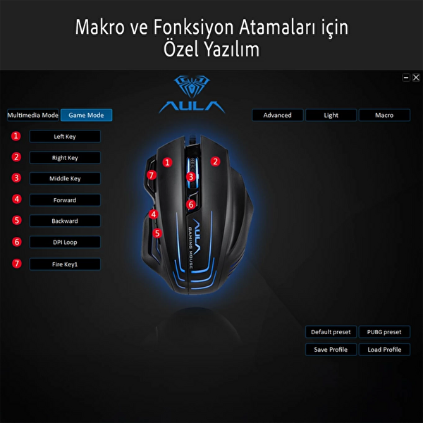 Aula S18 6400 DPI 1000Hz Kablolu Oyuncu Faresi Siyah