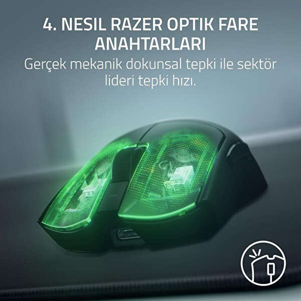 Razer Viper V4 Pro Kablosuz 49G Ultra Hafif Kablosuz 8k Hz E-Spor Oyuncu Faresi Siyah RZ01-05630200-R3G1