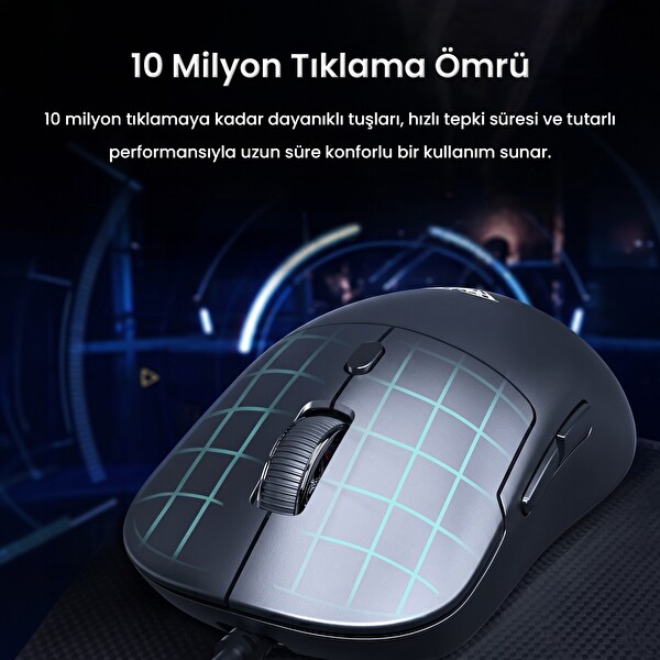 Aula S35 7200 DPI 6 Kademeli Optik Sensör 13 RGB Mod Makrolu Hafif Ergonomik Örgülü Kablo Oyuncu Faresi Beyaz