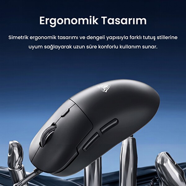 Aula S35 7200 DPI 6 Kademeli Optik Sensör 13 RGB Mod Makrolu Hafif Ergonomik Örgülü Kablo Oyuncu Faresi Beyaz
