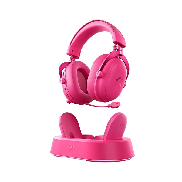 Mchose V9 Turbo+ Berry Red 7.1 Surround Kablosuz Oyuncu Kulaklığı Pembe HW-V9-12