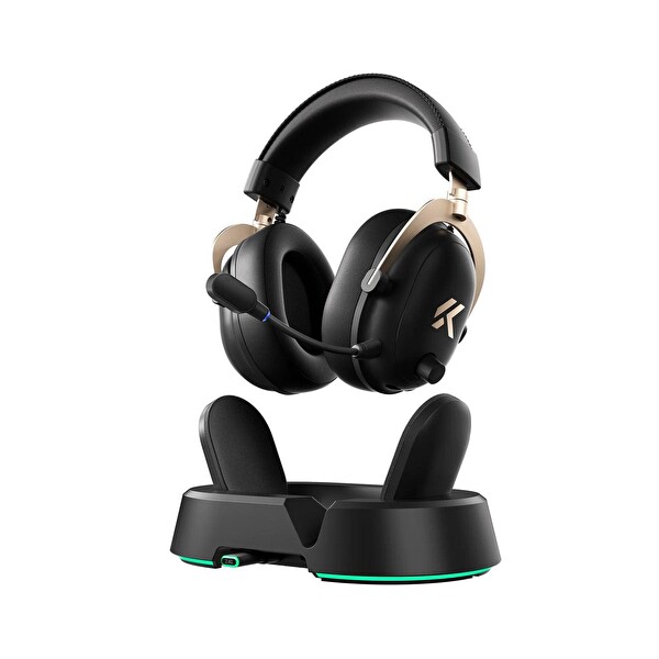 Mchose V9 Turbo+ 7.1 Surround Ses Kablosuz Oyuncu Kulaklığı Siyah Altın HW-V9-10