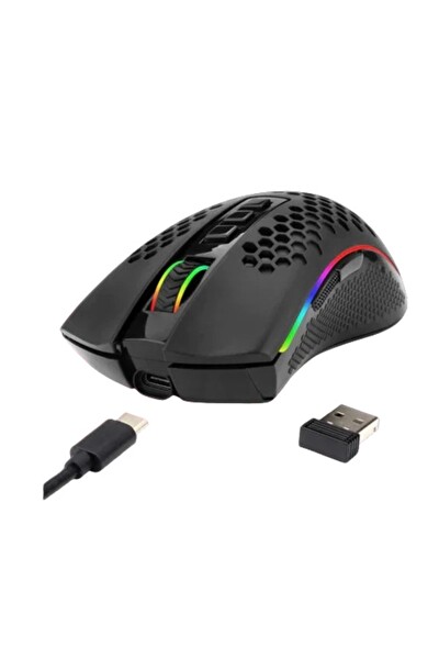 Redragon Storm Pro Kablosuz RGB PixArt PAW3335 16000 DPI Siyah Oyuncu Faresi M808-KS