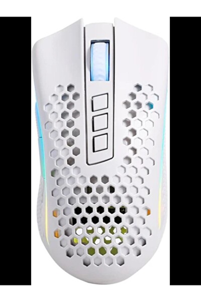 Redragon Mouse Gamer Storm Pro M808W-KS Kablosuz Petek Şekli 2.4 GHz USB Dongle/USB Beyaz Oyuncu Mouse