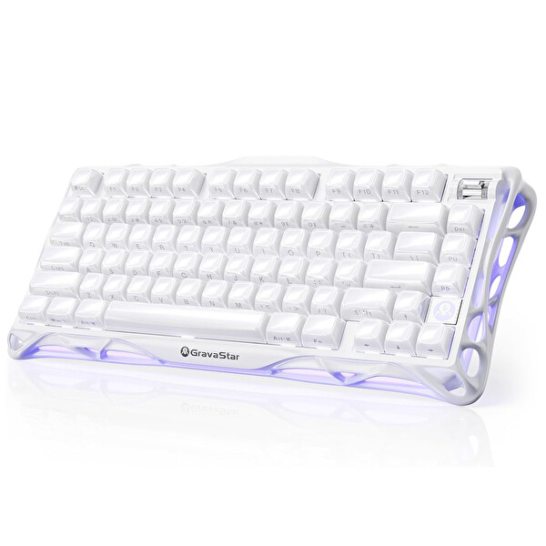 GravaStar Mercury K1 RGB İngilizce Q Opaline Beyaz Kablosuz Mekanik Oyuncu Klavyesi