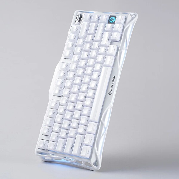 GravaStar Mercury K1 RGB İngilizce Q Opaline Beyaz Kablosuz Mekanik Oyuncu Klavyesi