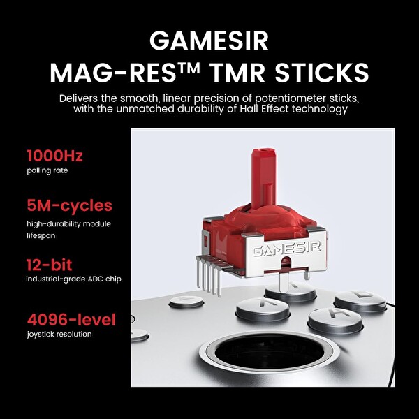 GameSir G7 Pro 3 Mod TMR Analog Çubuklu Kablolu Oyun Kumandası Gümüş