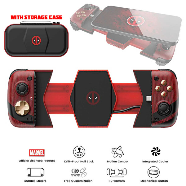 GameSir X3 Pro Deadpool Special Edition Soğutuculu Type-C Mobil Controller - Taşıma Çantalı