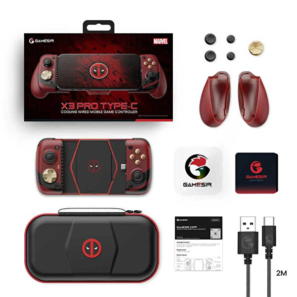GameSir X3 Pro Deadpool Special Edition Soğutuculu Type-C Mobil Controller - Taşıma Çantalı