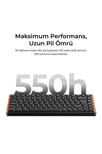 Keychron K3U-H1P-T Milk Süt Pom Kırmızı Anahtarlı K3 Ultra 8K 2.4 GHz Kablosuz Bağlantı Özellikli Mekanik Oyuncu Klavyesi