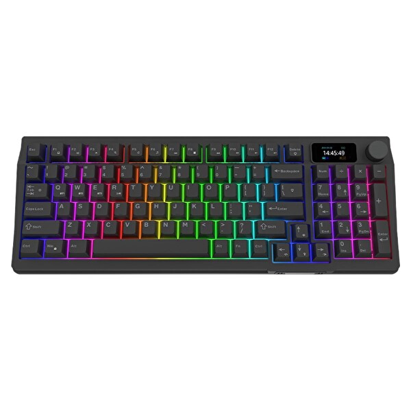 Aqirys Atria Siyah Kablosuz %95 RGB Hotswap Aqirys White Doğrusal Switch İngilizce Mekanik Oyuncu Klavyesi