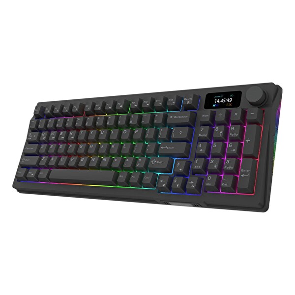 Aqirys Atria Siyah Kablosuz %95 RGB Hotswap Aqirys White Doğrusal Switch İngilizce Mekanik Oyuncu Klavyesi