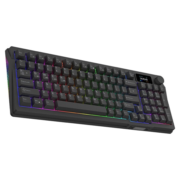 Aqirys Atria Siyah Kablosuz %95 RGB Hotswap Aqirys White Doğrusal Switch İngilizce Mekanik Oyuncu Klavyesi