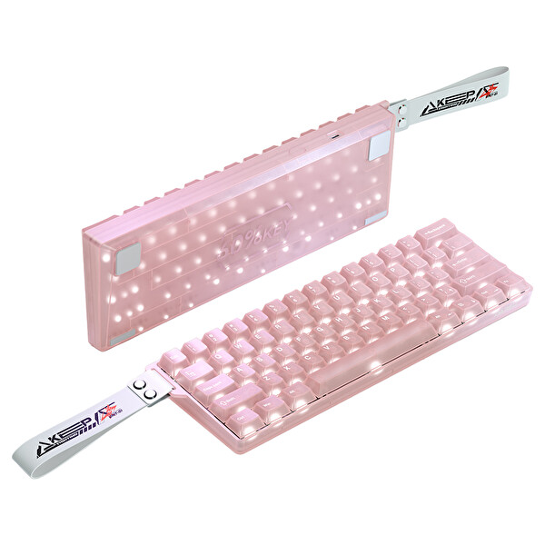 Dareu Cool 60 Şeffaf %60 ICE Blade Manyetik Switch 8KHz Hall Effect Hotswap RGB İngilizce Oyuncu Klavyesi Pembe