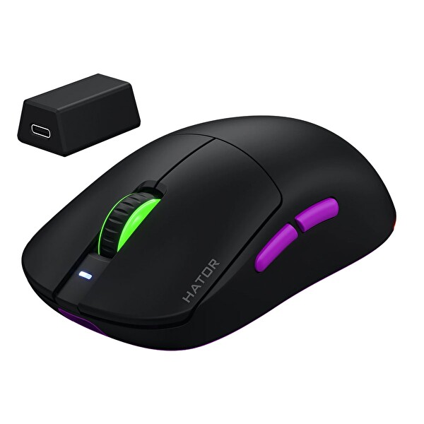Hator HTM770 Quasar 3 ULTRA Black 8K Hz PixArt PAW 3950 Sensör RGB Kablosuz Simetrik Oyuncu Mouse