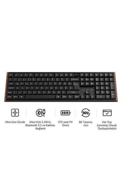 Keychron K5 Ultra 8K Süt POM Kırmızı Anahtarlı 2.4 GHz Kablosuz Özel Mekanik Oyuncu Klavyesi