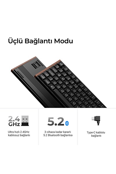 Keychron K5 Ultra 8K Süt POM Kırmızı Anahtarlı 2.4 GHz Kablosuz Özel Mekanik Oyuncu Klavyesi