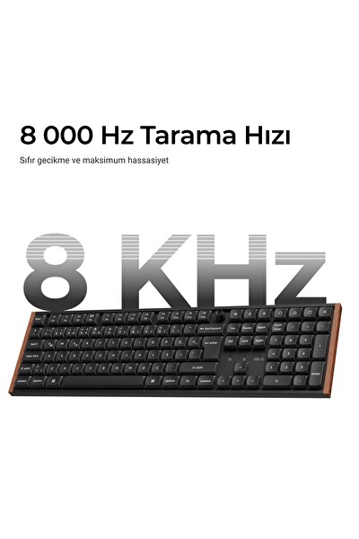 Keychron K5 Ultra 8K Süt POM Kahverengi Anahtarlı 2.4 GHz Kablosuz Özel Mekanik Oyuncu Klavyesi