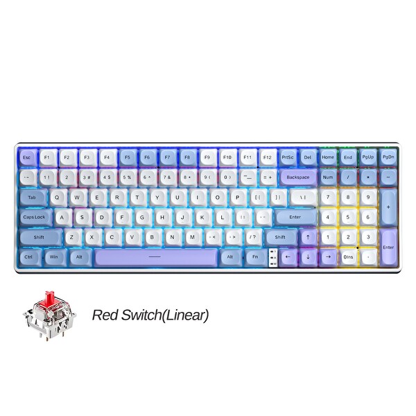 Aula S100 Pro Red Switch Hot Swap RGB Bluetooth Kablolu Kablosuz 3 Mod Mavi Mekanik Oyuncu Klavyesi