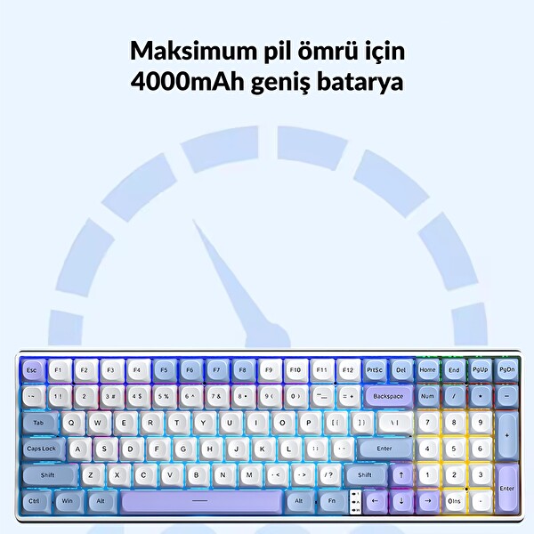 Aula S100 Pro Red Switch Hot Swap RGB Bluetooth Kablolu Kablosuz 3 Mod Mavi Mekanik Oyuncu Klavyesi