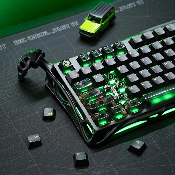 GravaStar Mercury K98 Pro Phantom Siyah İngilizce Q UFO Switch 8KHz TFT Ekran RGB Mekanik Kablosuz Oyuncu Klavyesi