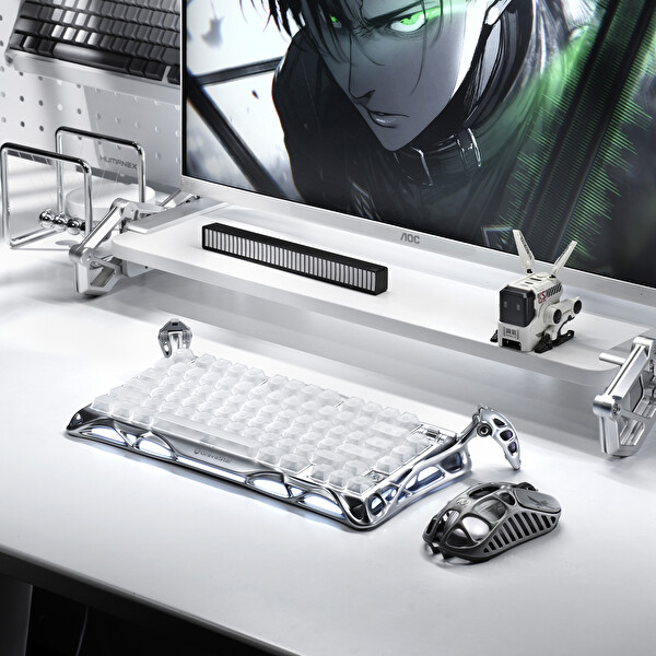GravaStar Mercury K1 Pro RGB Işıklı İngilizce Q Special Edition Ghost Silver Kablosuz Mekanik Oyuncu Klavyesi
