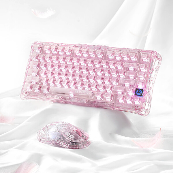 GravaStar Mercury K1 Lite RGB Işıklı İngilizce Q Crystal Rose Kablosuz Mekanik Oyuncu Klavyesi
