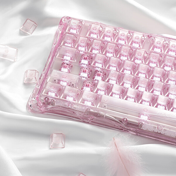 GravaStar Mercury K1 Lite RGB Işıklı İngilizce Q Crystal Rose Kablosuz Mekanik Oyuncu Klavyesi