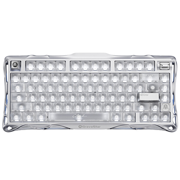 GravaStar Mercury V75 Manyetik Switch Kablolu İngilizce Q Silver Frost Oyuncu Klavyesi