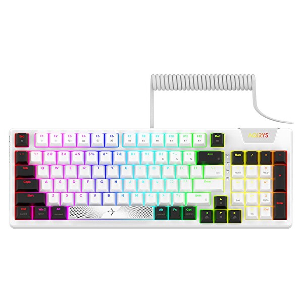 Aqirys Adara Beyaz/Siyah %95 HaiMu Linear Pink Switch Hotswap RGB İngilizce Mekanik Oyuncu Klavyesi Beyaz