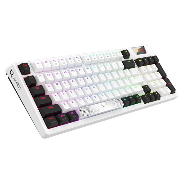 Aqirys Adara Beyaz/Siyah %95 HaiMu Linear Pink Switch Hotswap RGB İngilizce Mekanik Oyuncu Klavyesi Beyaz