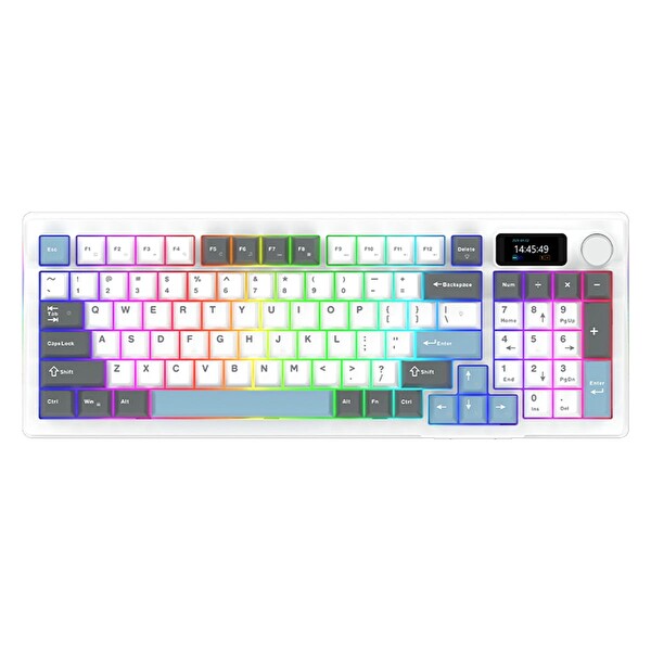 Aqirys ATRIA White %95 Aqirys White Linear Switch Hotswap RGB İngilizce Mekanik Oyuncu Klavyesi Beyaz