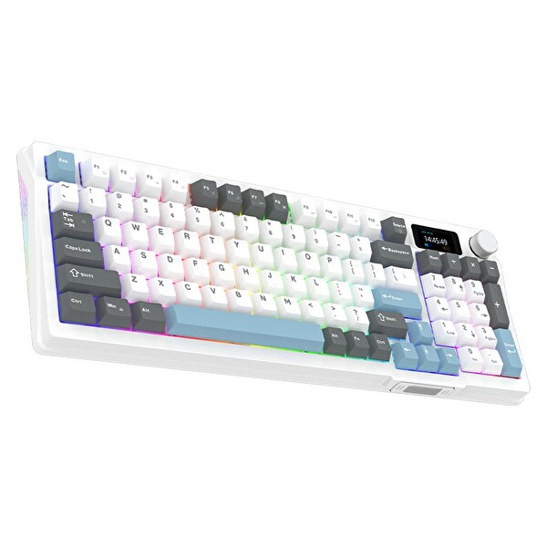 Aqirys ATRIA White %95 Aqirys White Linear Switch Hotswap RGB İngilizce Mekanik Oyuncu Klavyesi Beyaz