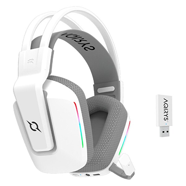 Aqirys Alya V2.0 White Wireless RGB 3D Stereo Kablosuz Oyuncu Kulaklığı Beyaz
