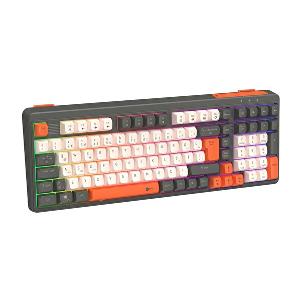 Lecoo GK104 RGB Bluetooth 2.4 GHz Kablosuz Kablolu Şarjlı Membran Türkçe Q Oyuncu Klavyesi