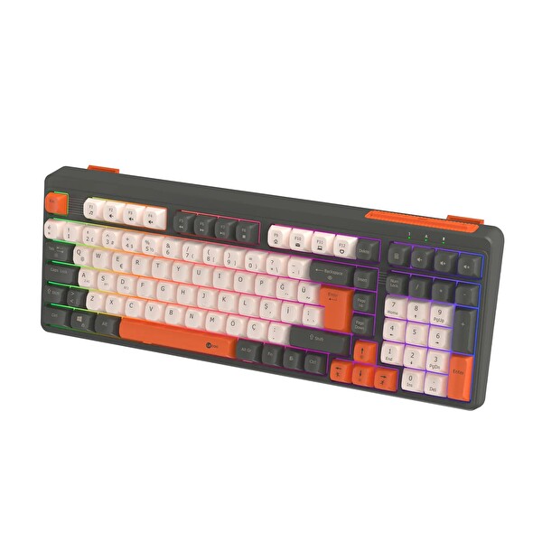 Lecoo GK104 RGB Bluetooth 2.4 GHz Kablosuz Kablolu Şarjlı Membran Türkçe Q Oyuncu Klavyesi