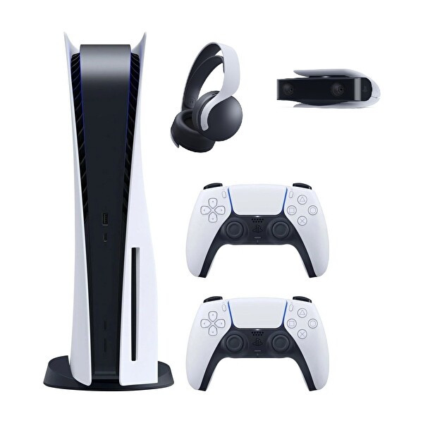 Sony Playstation 5 Diskli 825 GB Oyun Konsolu + 2. Dualsense Kol + Pulse 3D Kulaklık + Kamera (İthalatçı Garantili)