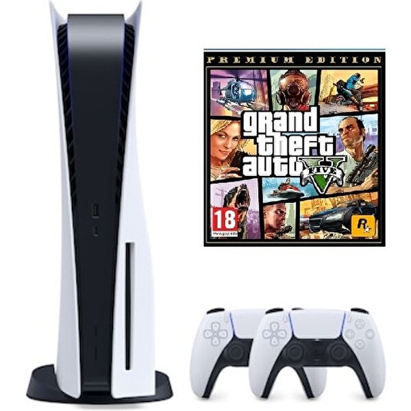 Sony Playstation 5 Diskli Oyun Konsolu - 2. Playstation Kol - GTA 5 (İthalatçı Garantili)