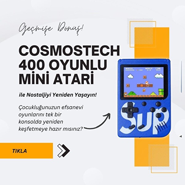 Cosmostech Sup Game Box Plus 400 Oyunlu Taşınabilir Mario Oyunlu Retro El Atarisi Mavi