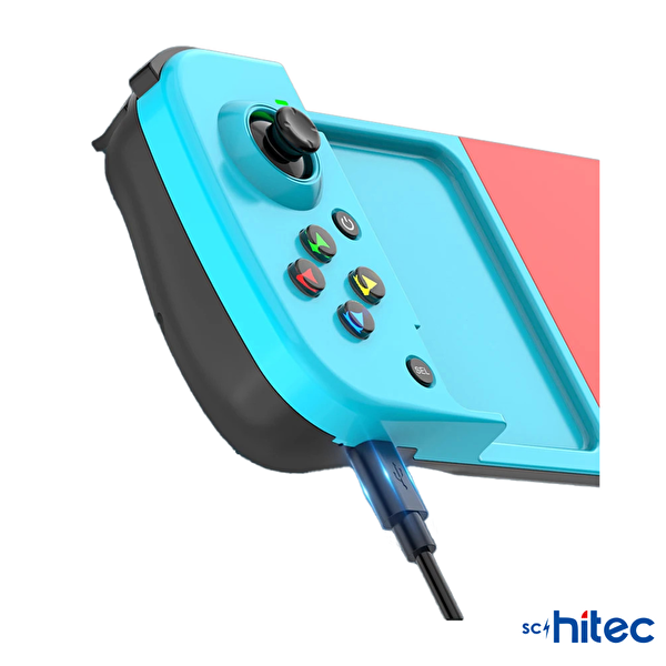 ScHitec Android İos HarmonyOs Switch AndroidTV Windows Akıllı Bluetooth Teleskopik Gamepad Joystick Kırmızı-Mavi D3